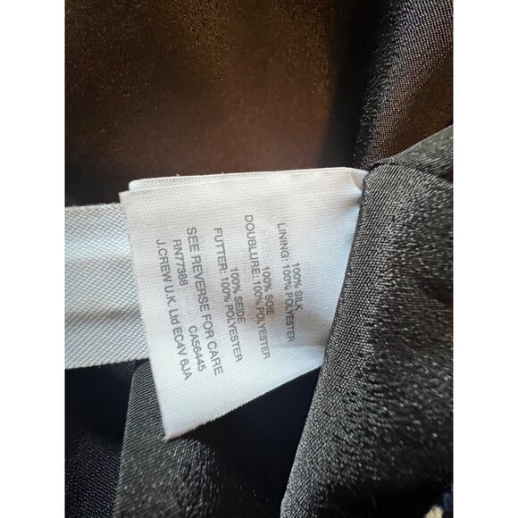 J Crew SILK Midi Dress 10 Black Cream Blue Brown A Line Career Church - Picture 16 of 16